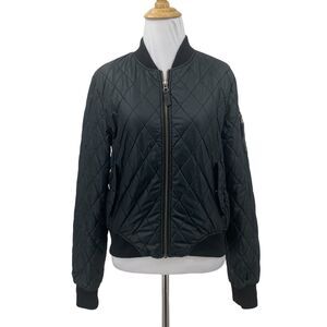 Volcom Flight Jacket Womens S Small Black Full Zip Insulated Quilted Bomber